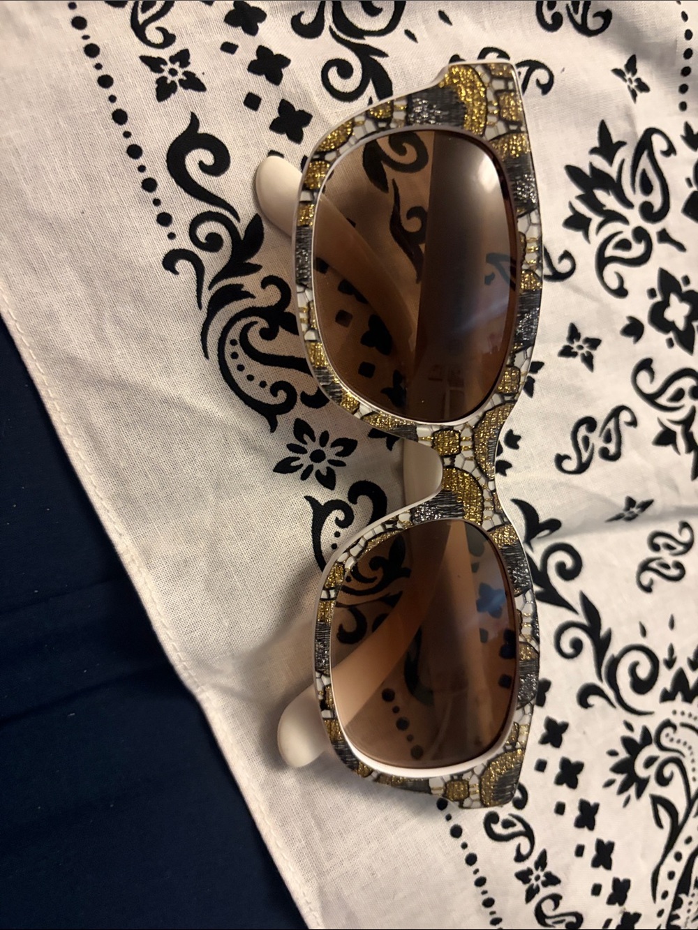 Designer-Inspired Gold & Silver Mosaic Fashion Sunglasses